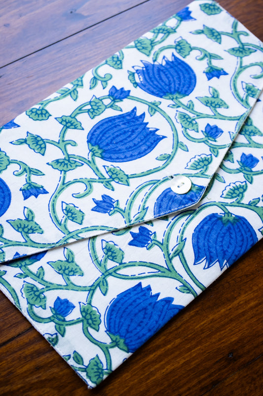 Book Envelope - Blue & Green Vine