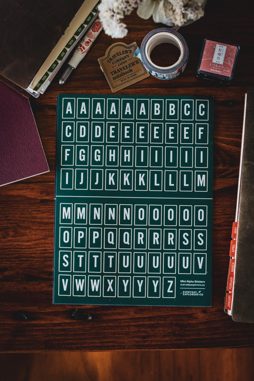 6x8 Alphabet Sticker Sheet - Dark Green