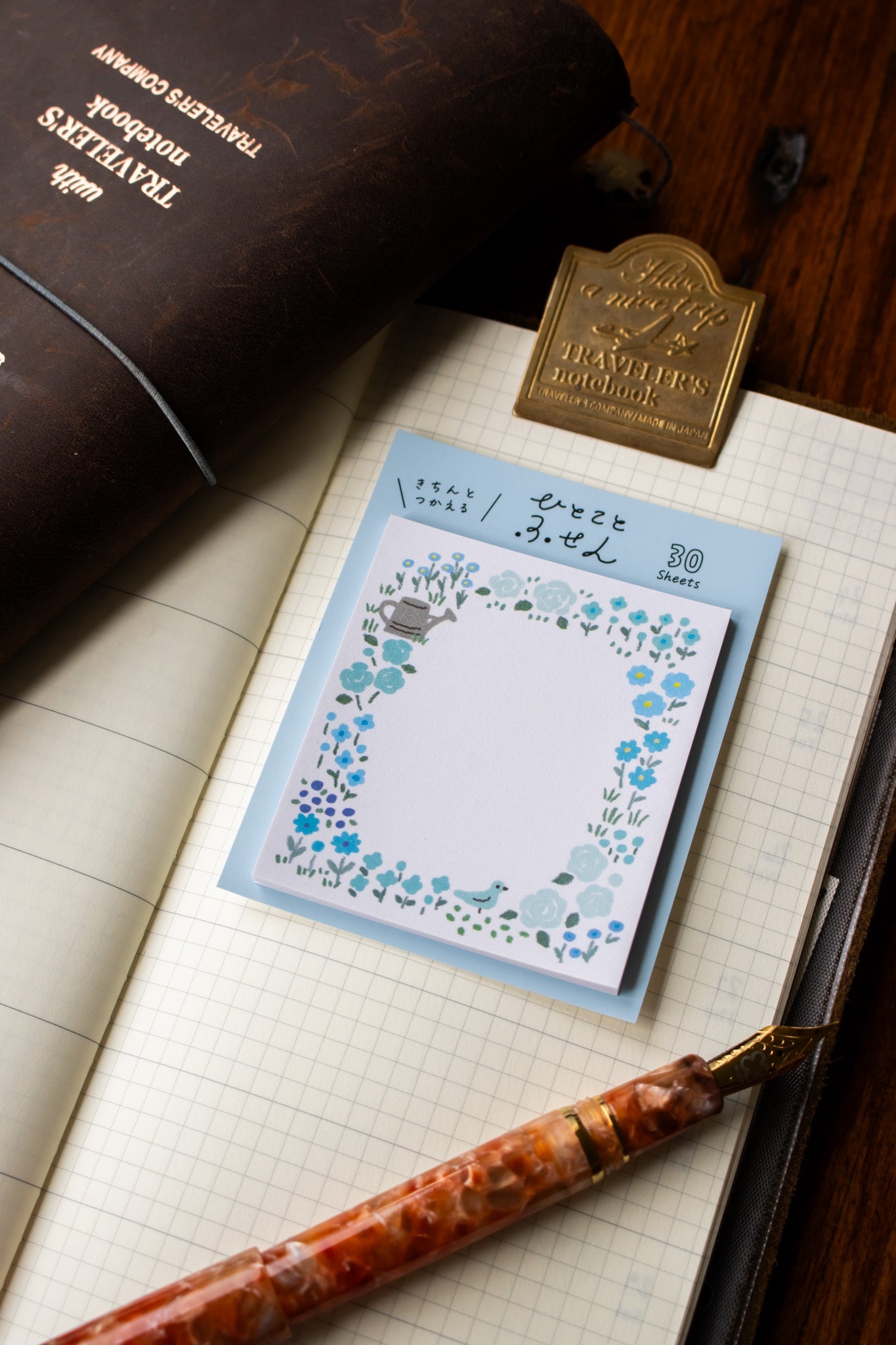 Japanese Sticky Notes - Blue Flowers