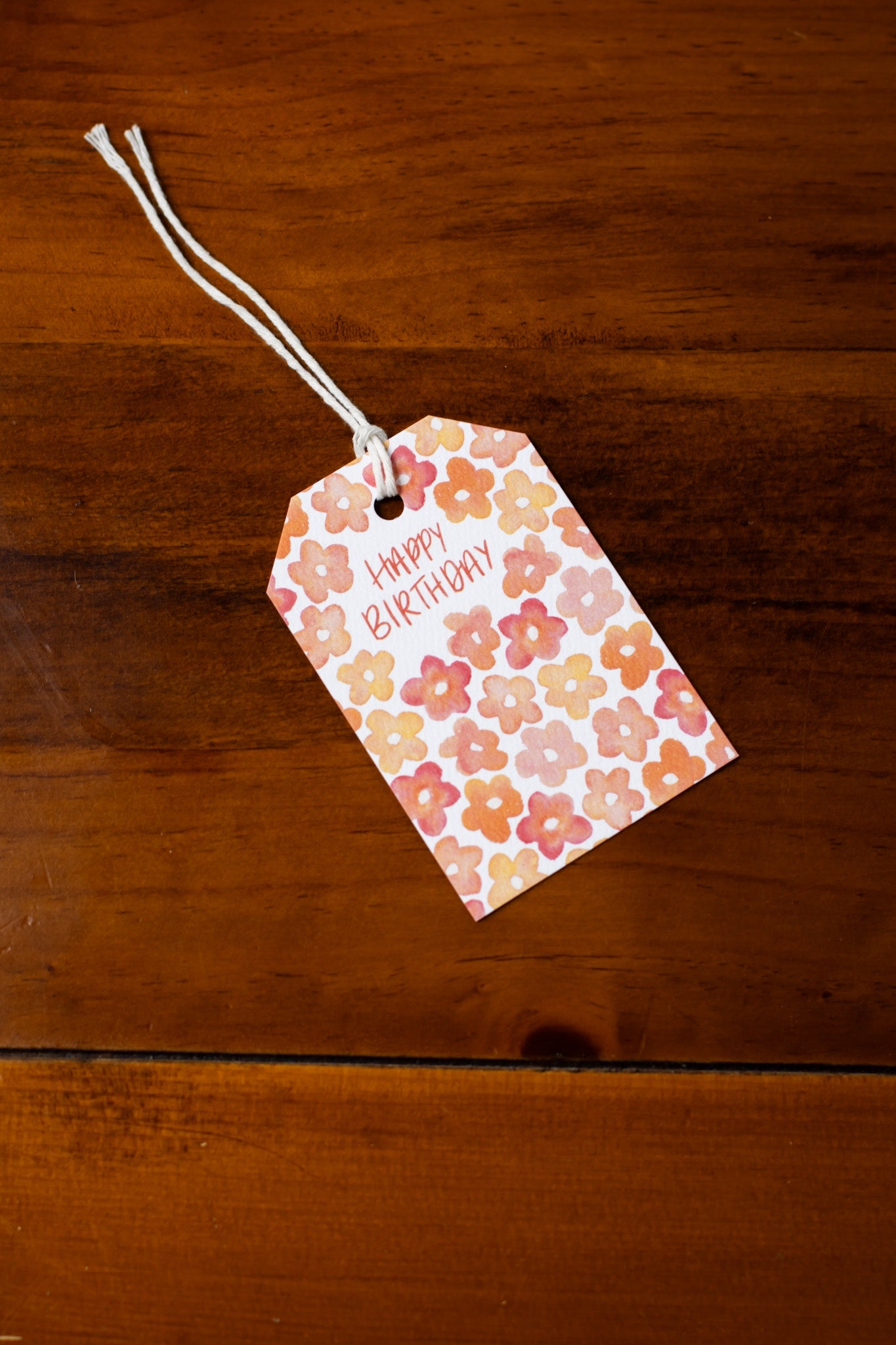 Pink and Orange Floral HB Gift Tag