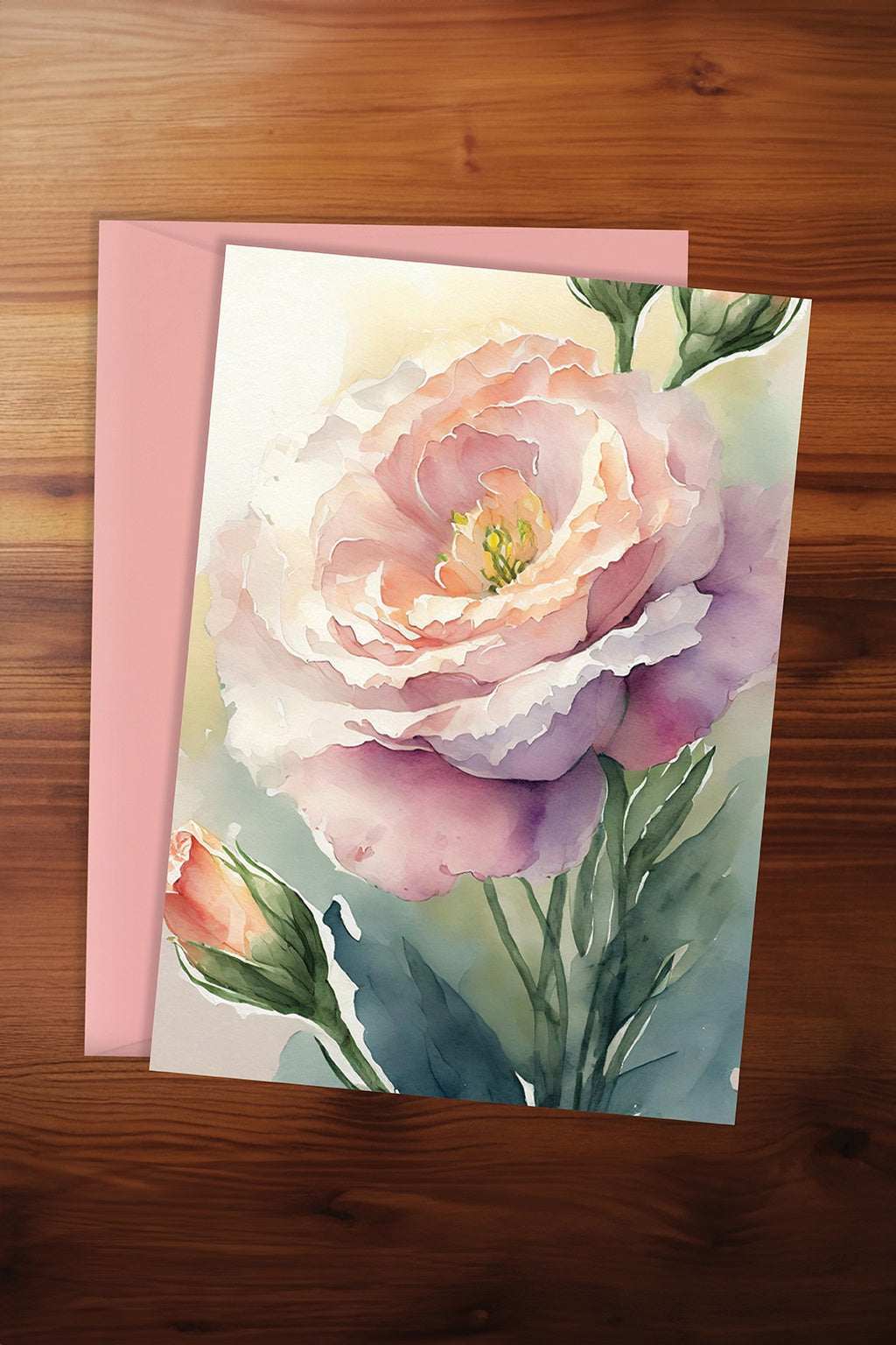 Watercolour Lisianthus Card
