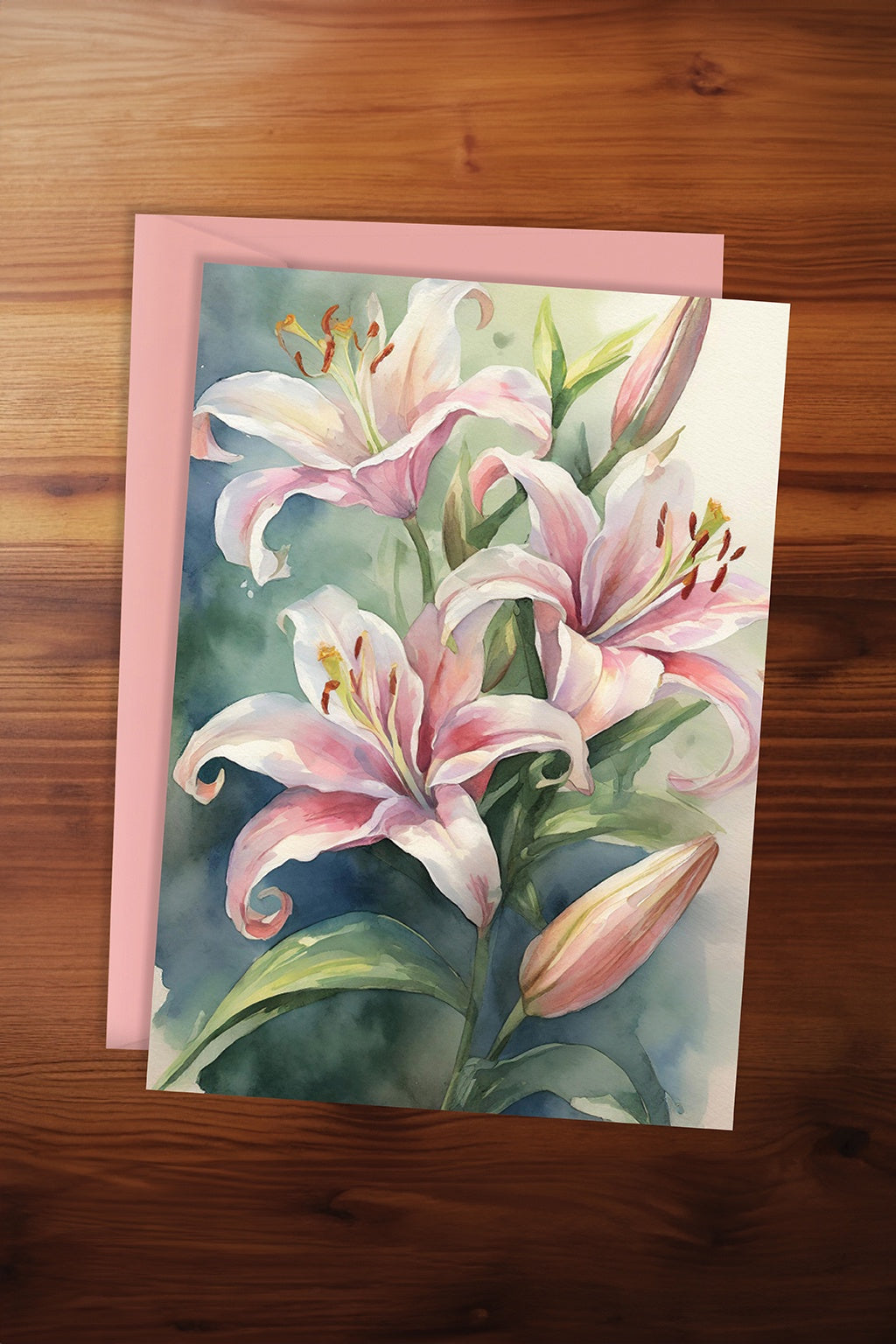 Watercolour Christmas Lily Card