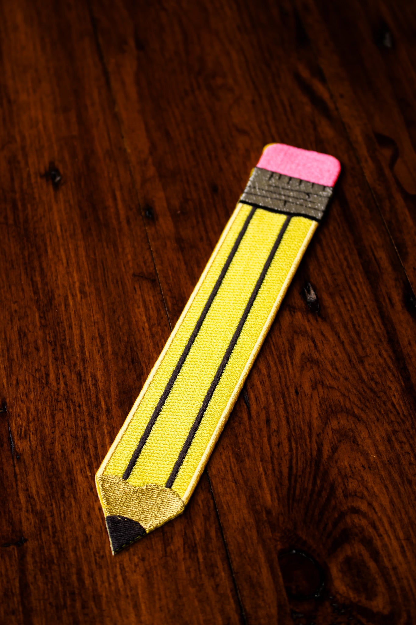 Embroidered Bookmark - Yellow Pencil