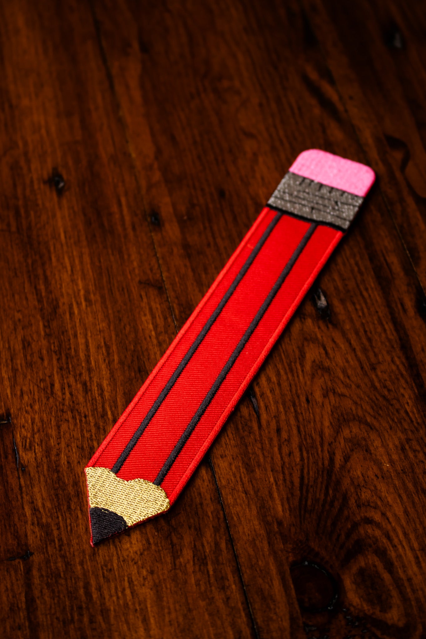 Embroidered Bookmark - Red Pencil