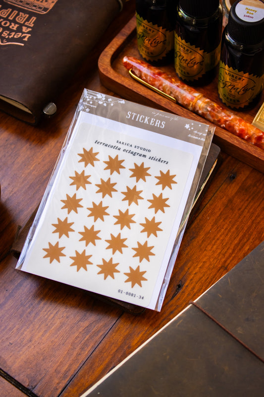 Terracotta Octagram Stickers