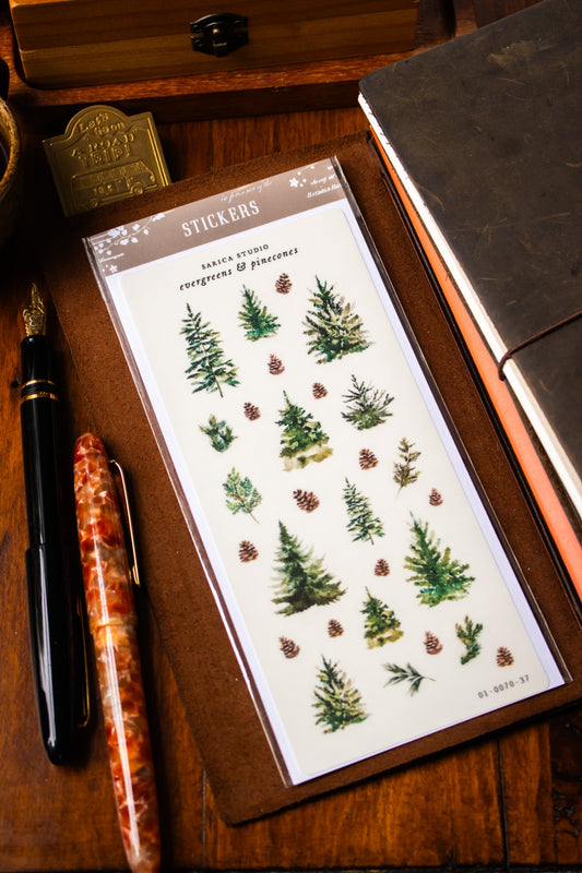 Evergreens & Pinecones Stickers