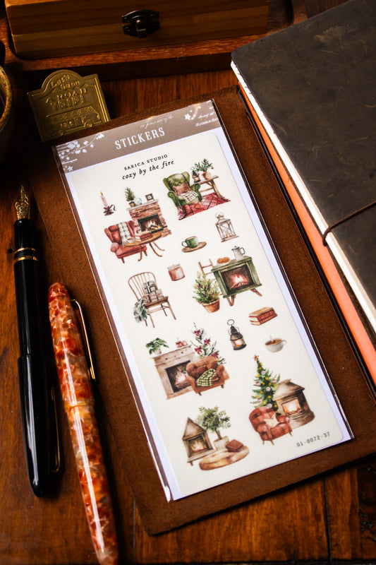 Cozy by the Fire Stickers