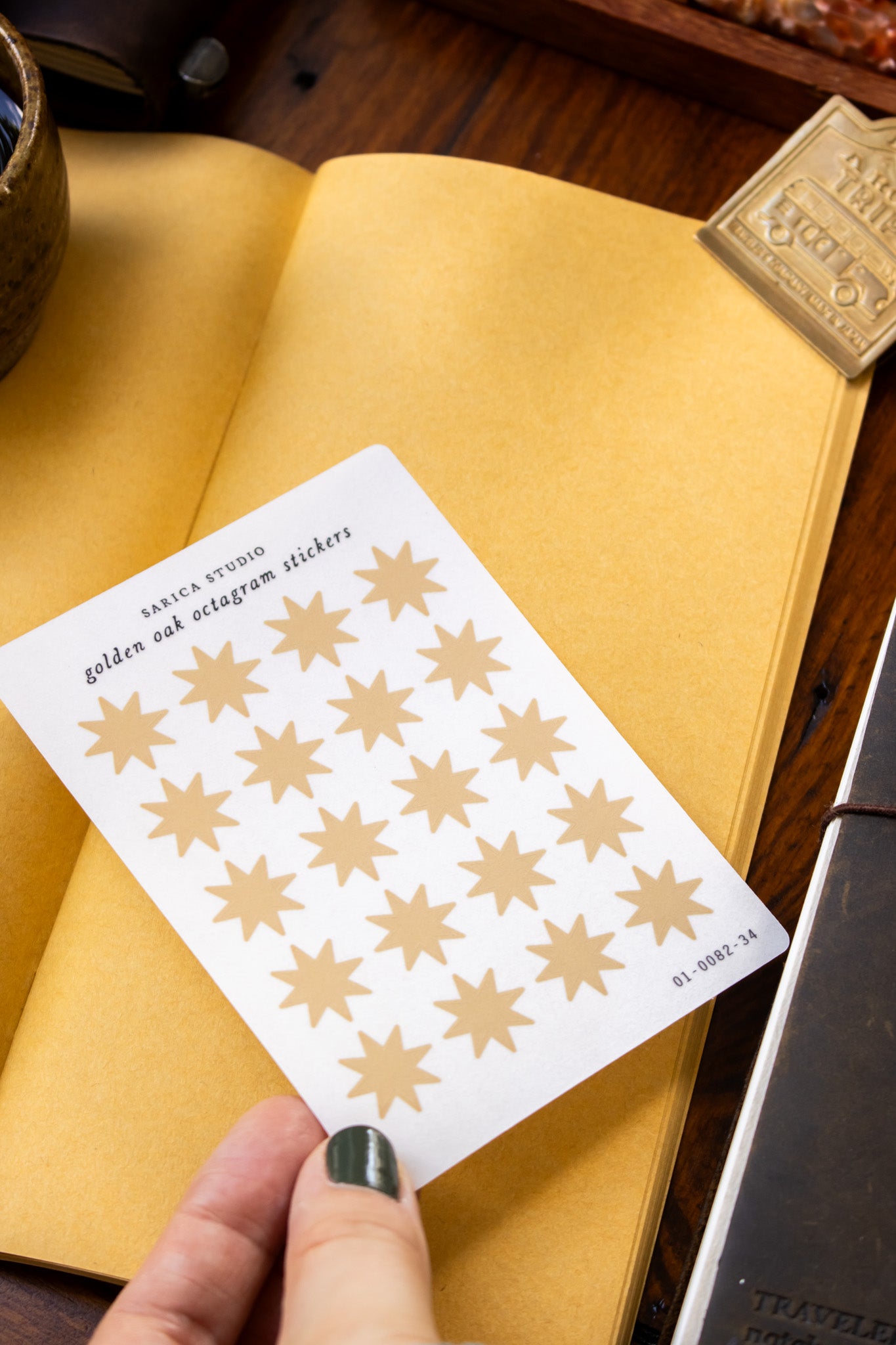 Golden Oak Octagram Stickers