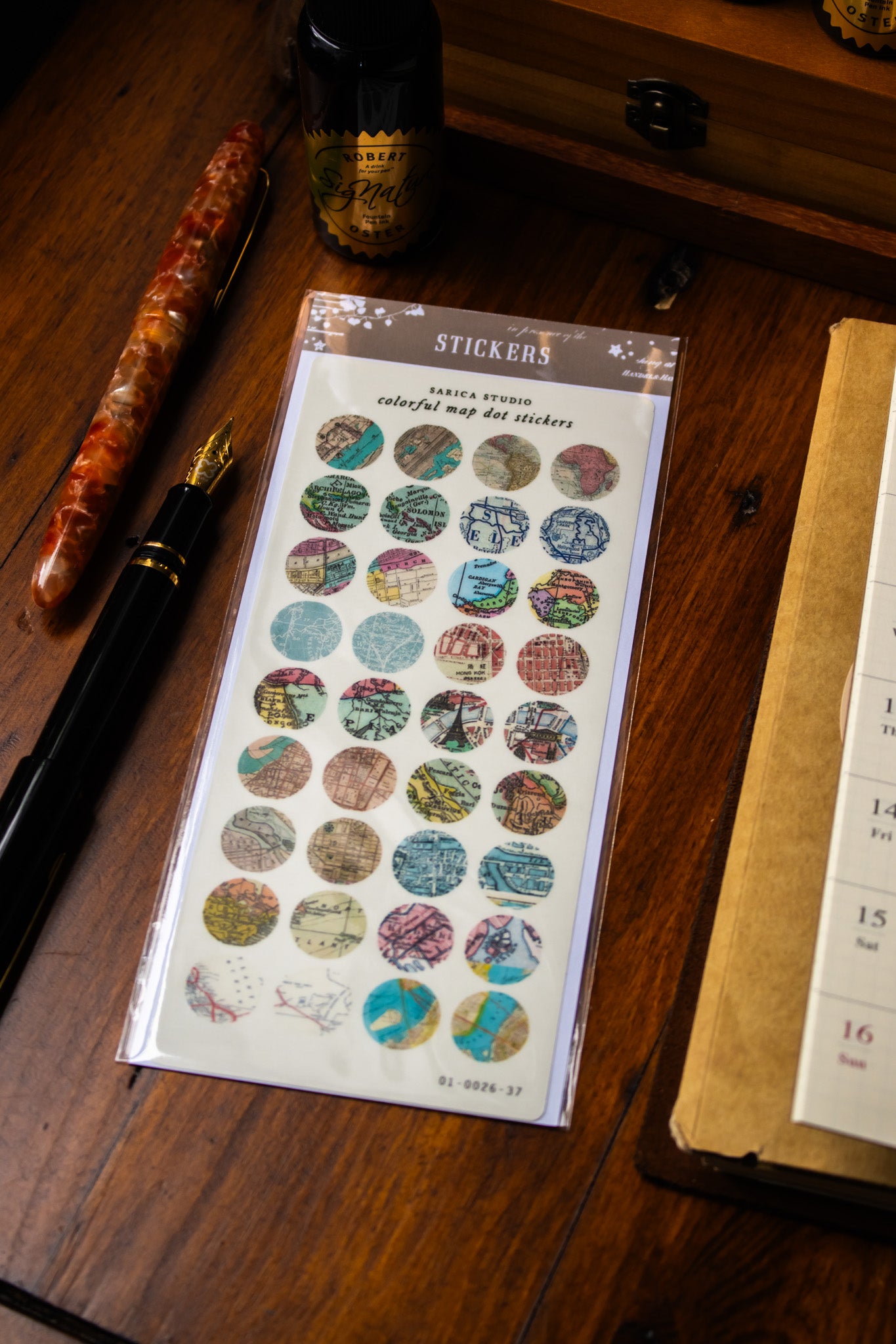 Colourful Map Dot Stickers