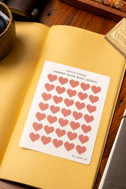 Autumn Russet Heart Stickers