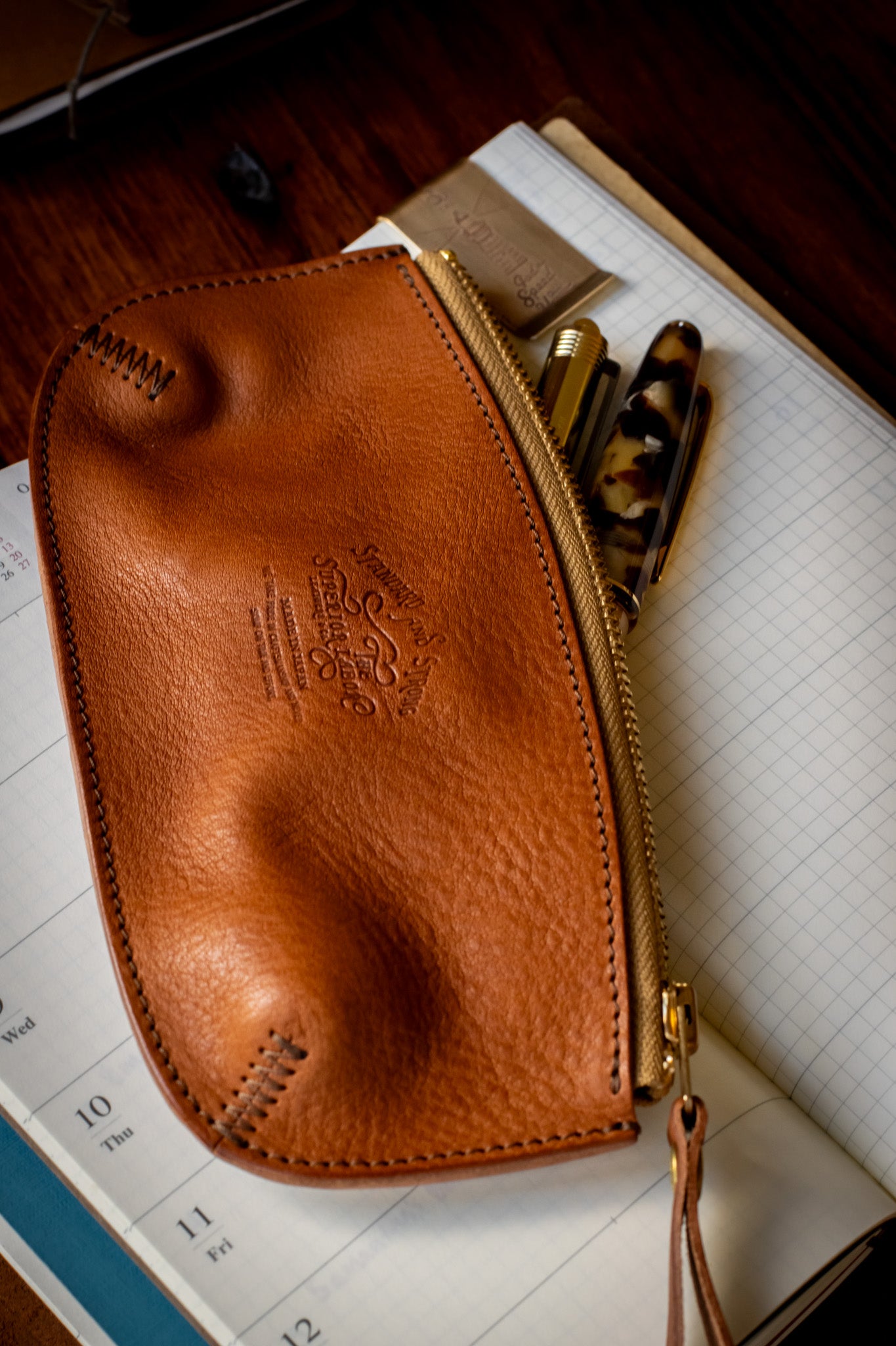 Leather Pen Case - Brown