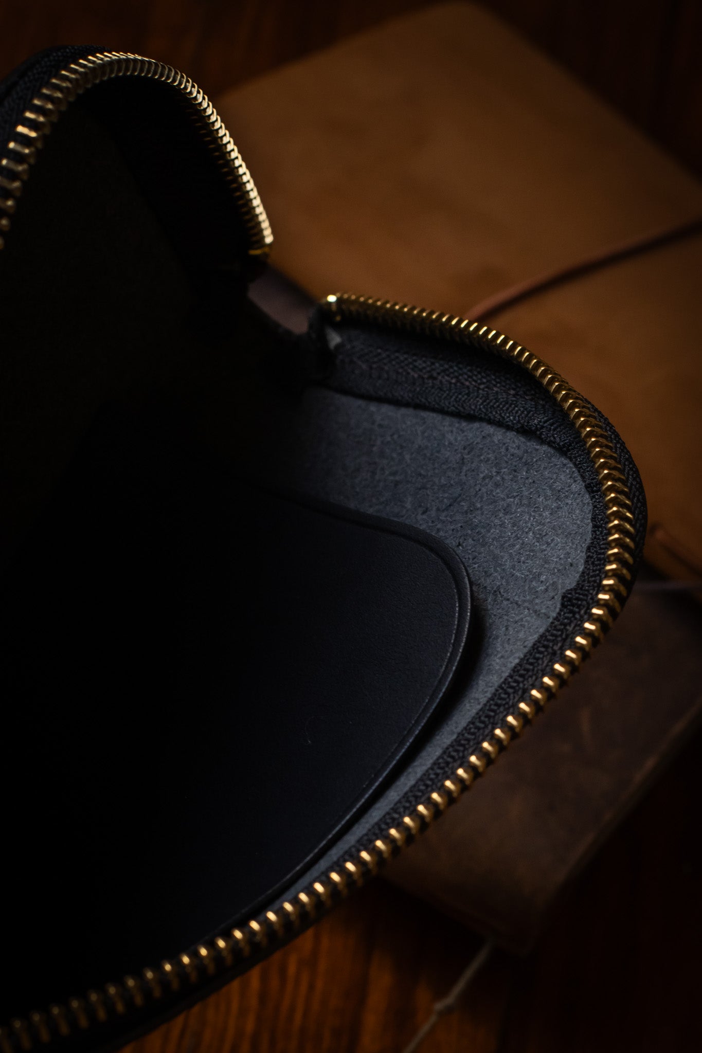 Leather Zip Case: Stamped Series, Black