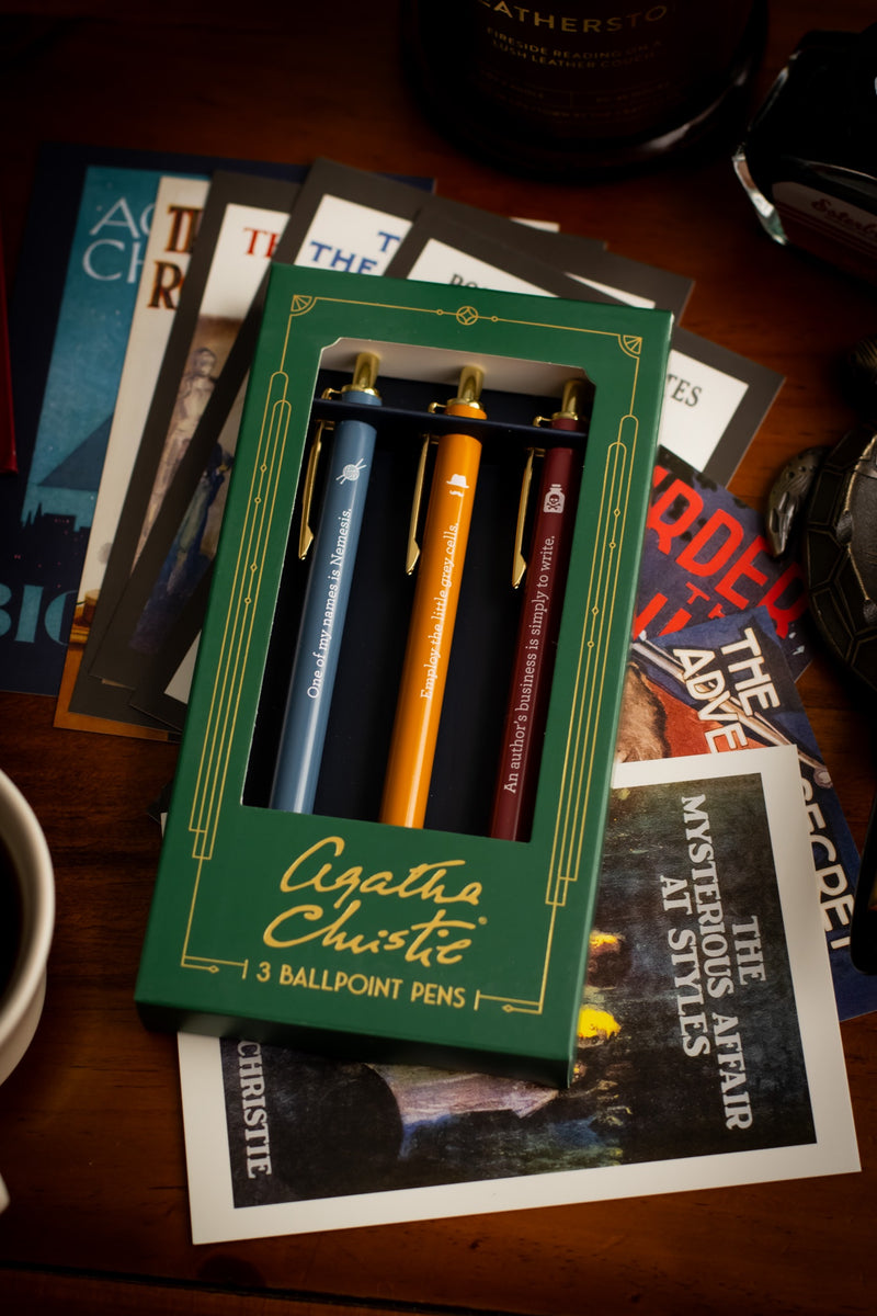 Agatha Christie Pen Set: 3 Ballpoint Pens