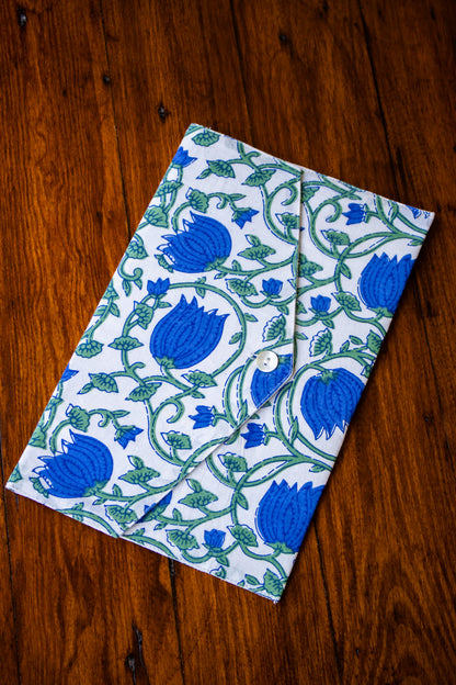 Book Envelope - Blue & Green Vine