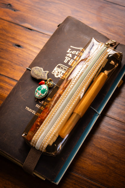 Clear Bookband Pencase Brown
