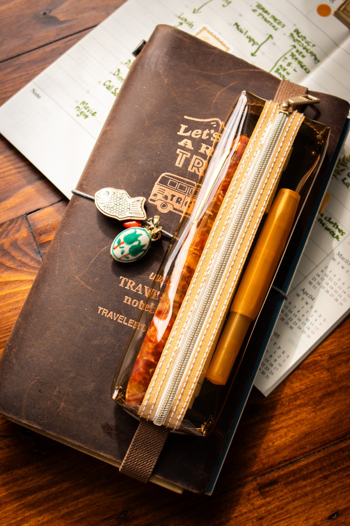 Clear Bookband Pencase Brown