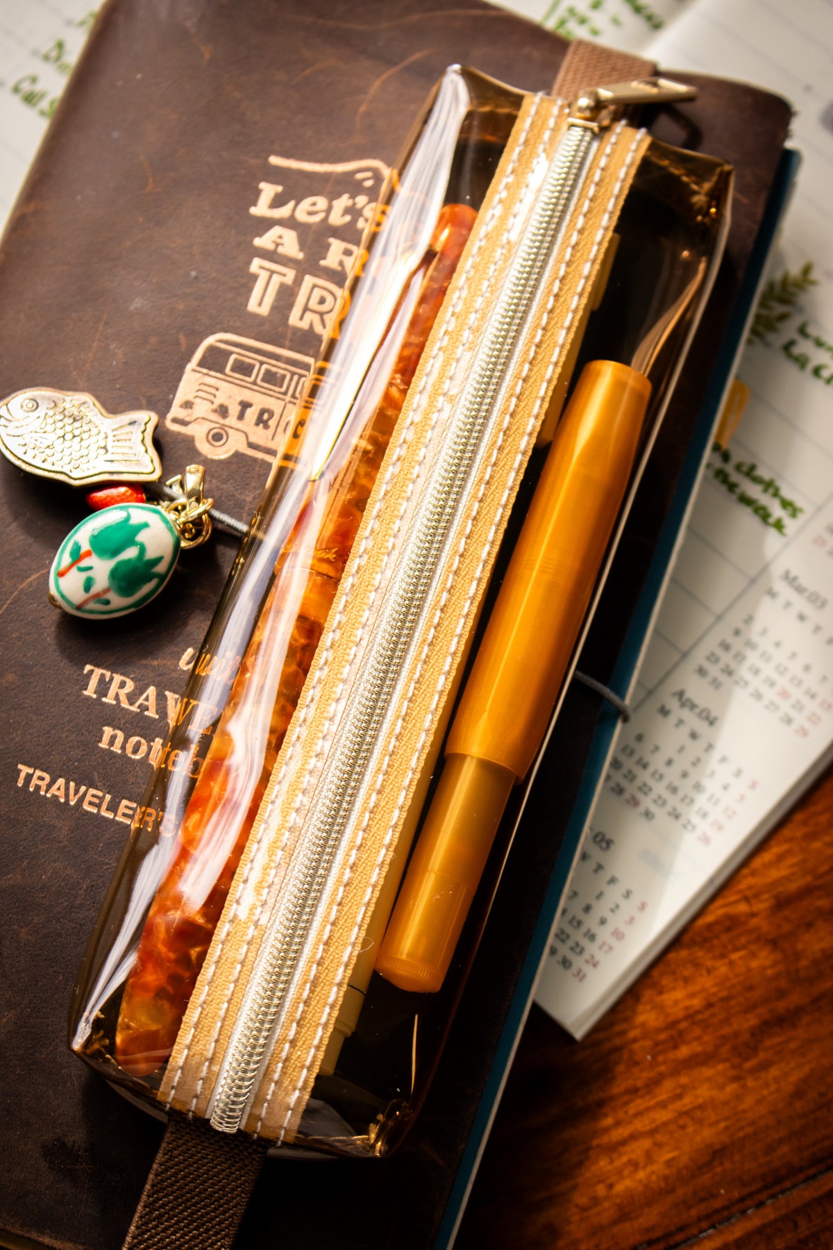 Clear Bookband Pencase Brown