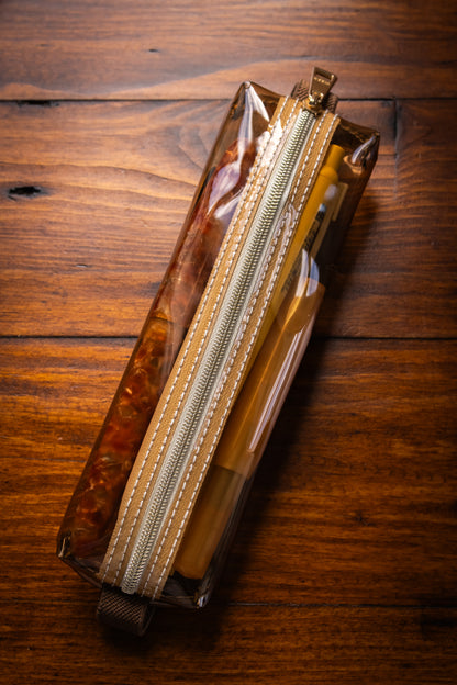 Clear Bookband Pencase Brown