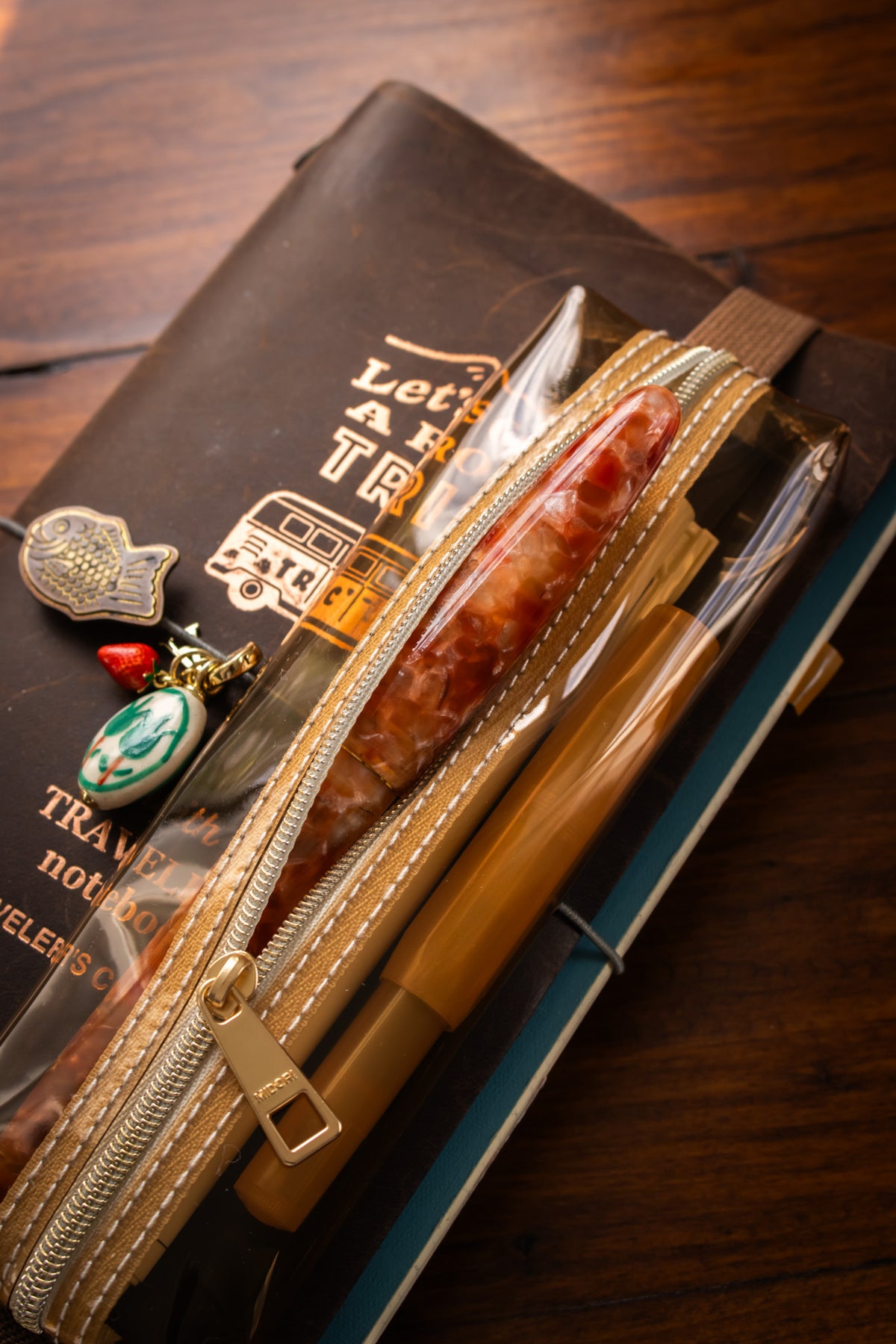 Clear Bookband Pencase Brown