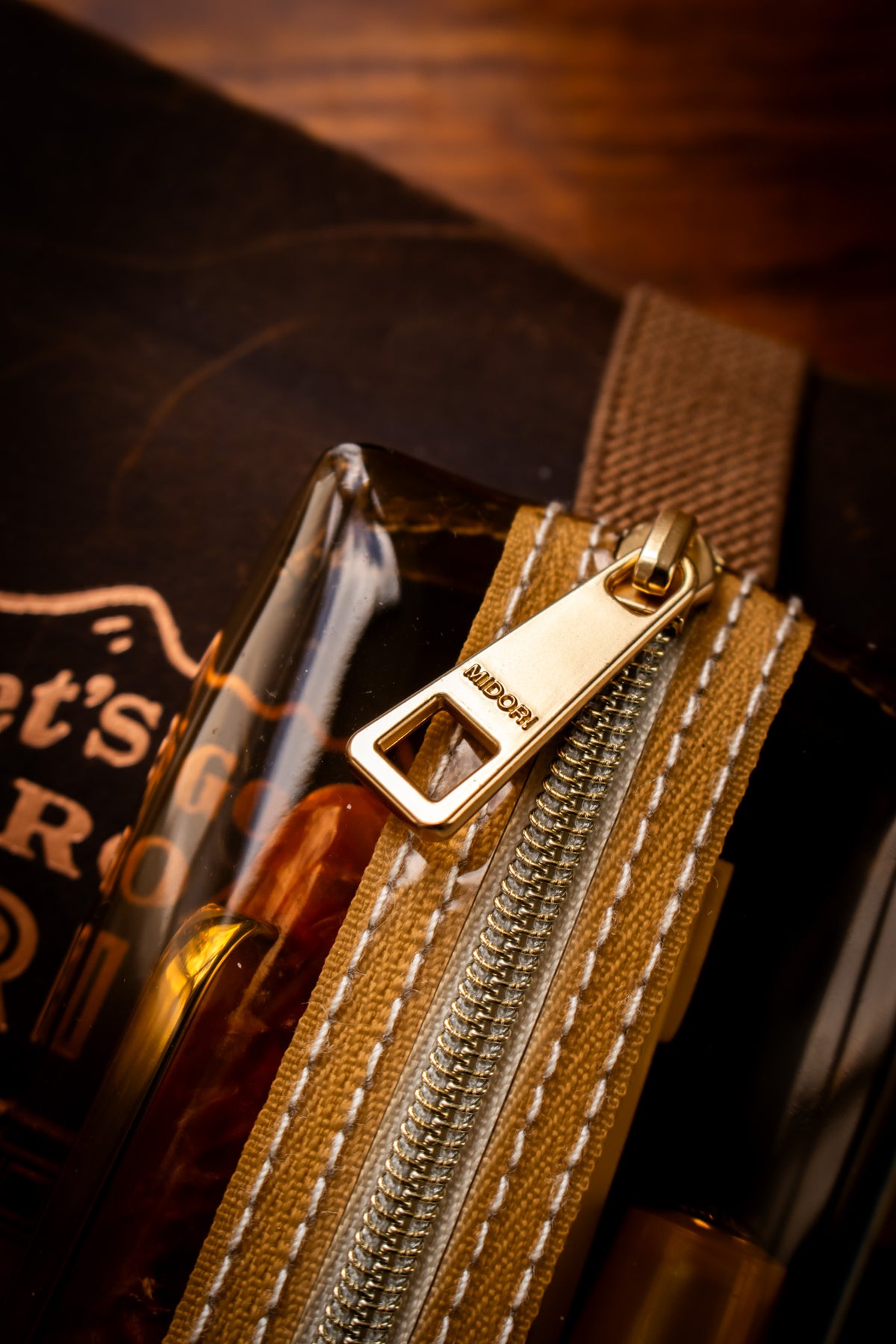 Clear Bookband Pencase Brown