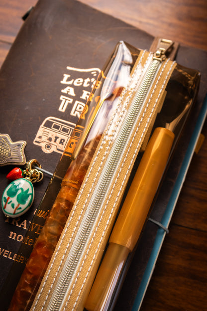 Clear Bookband Pencase Brown