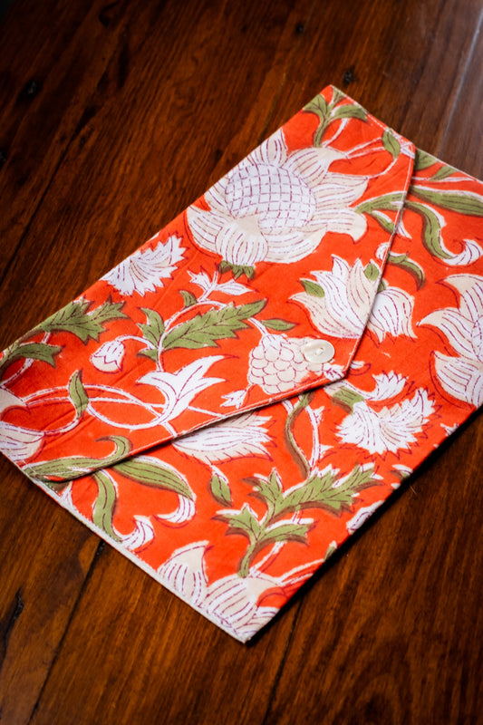 Book Envelope - Coral Garden Bloom