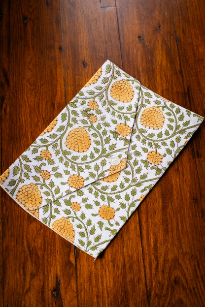 Book Envelope - Mustard Chrysanthemum