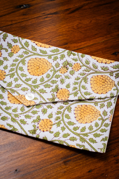 Book Envelope - Mustard Chrysanthemum