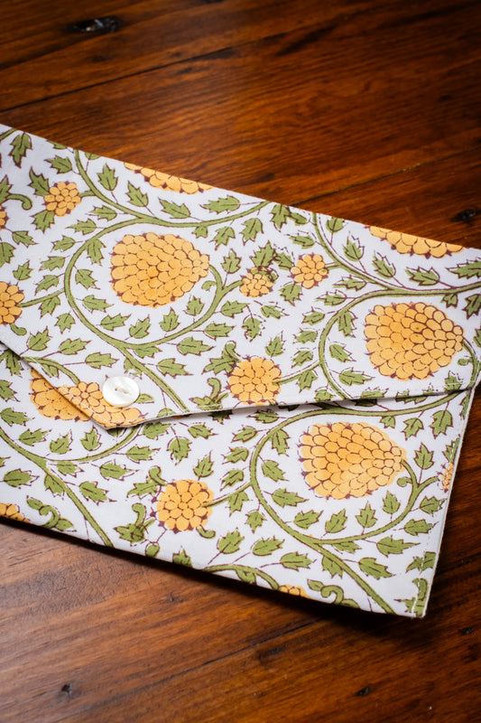 Book Envelope - Mustard Chrysanthemum