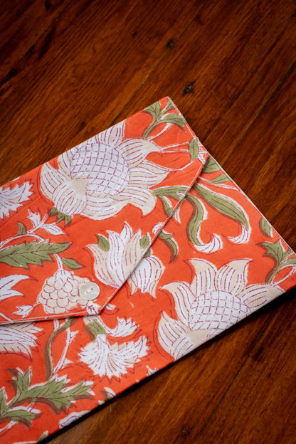 Book Envelope - Coral Garden Bloom