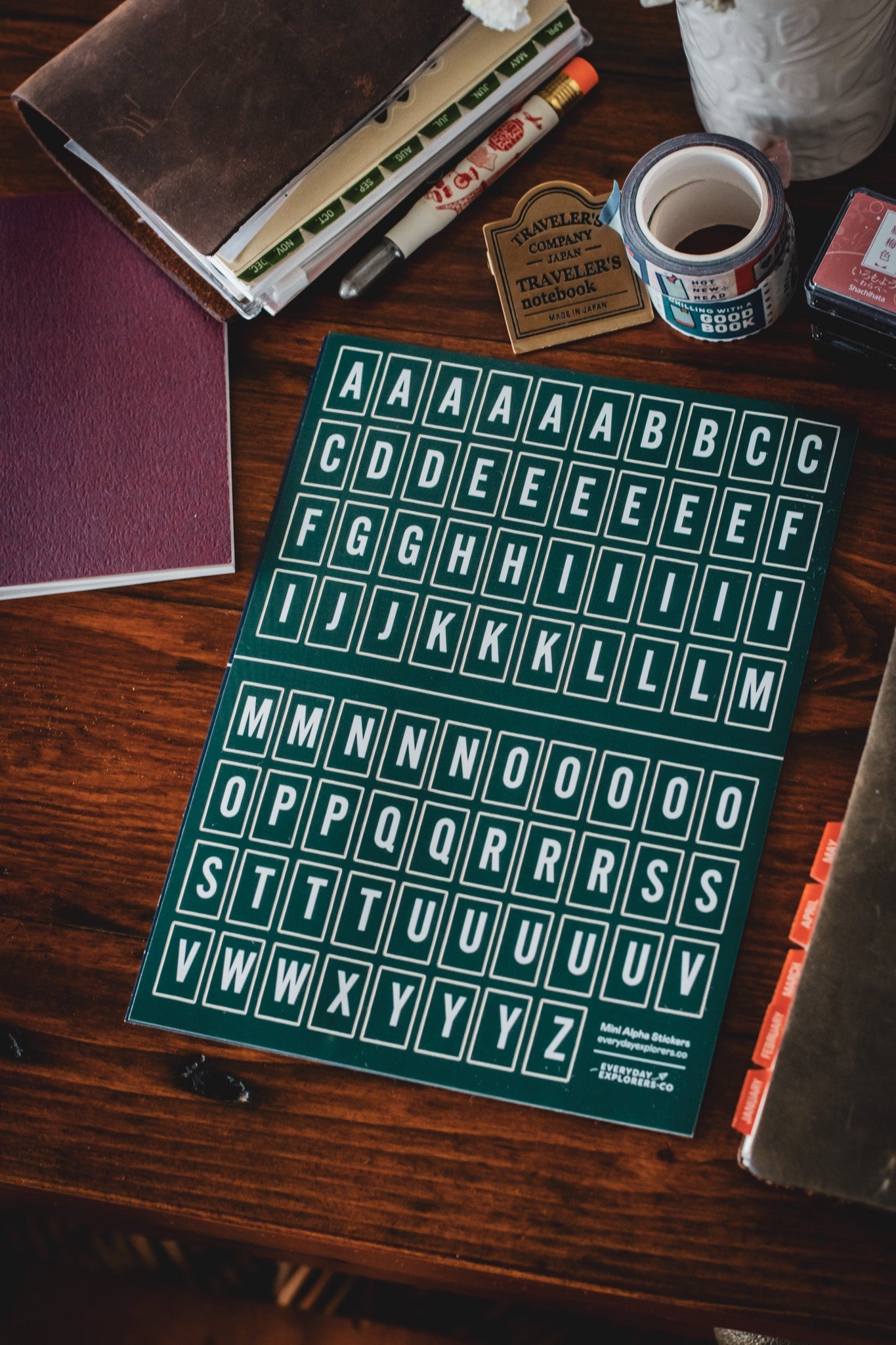 6x8 Alphabet Sticker Sheet - Dark Green