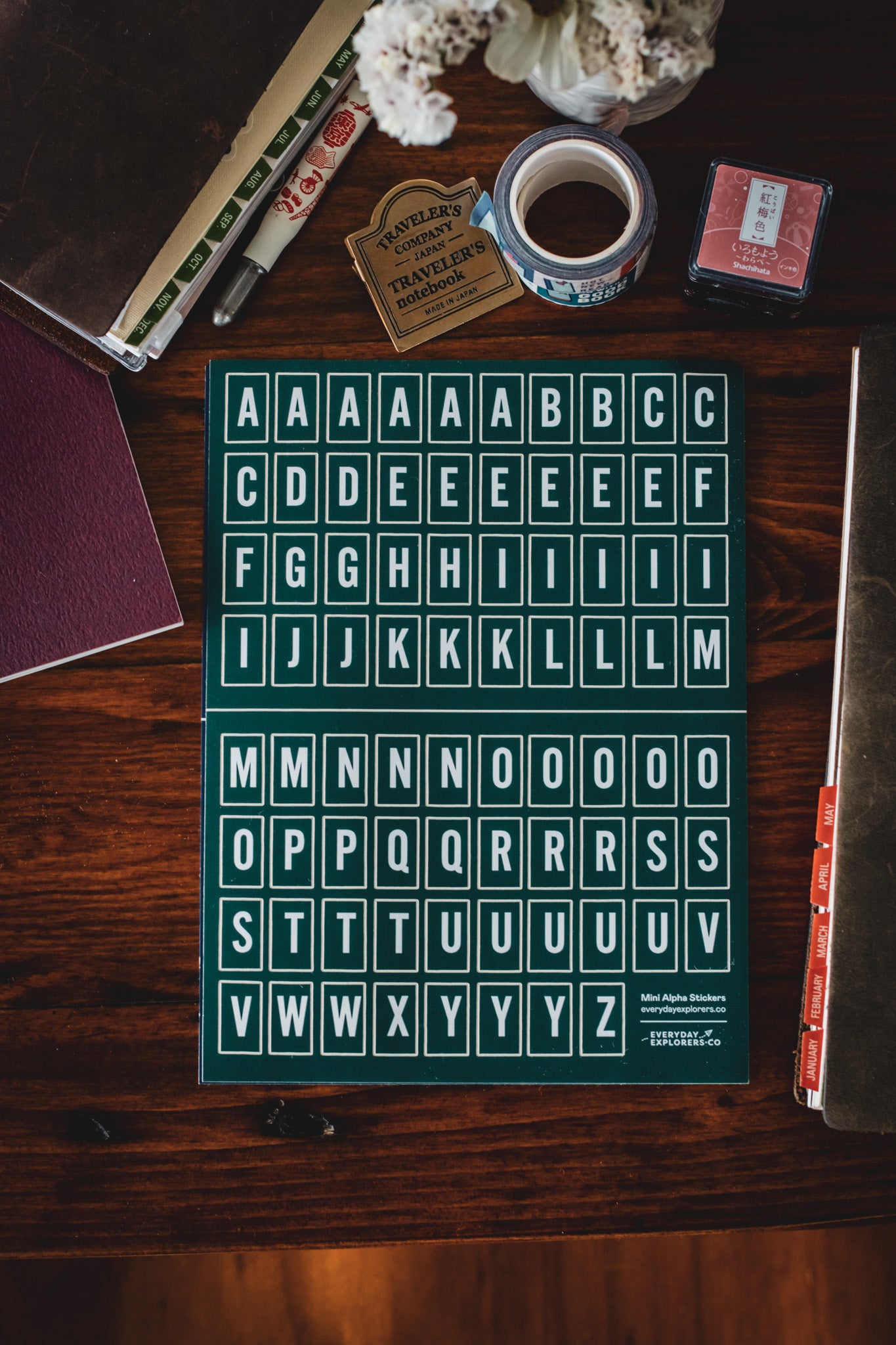6x8 Alphabet Sticker Sheet - Dark Green