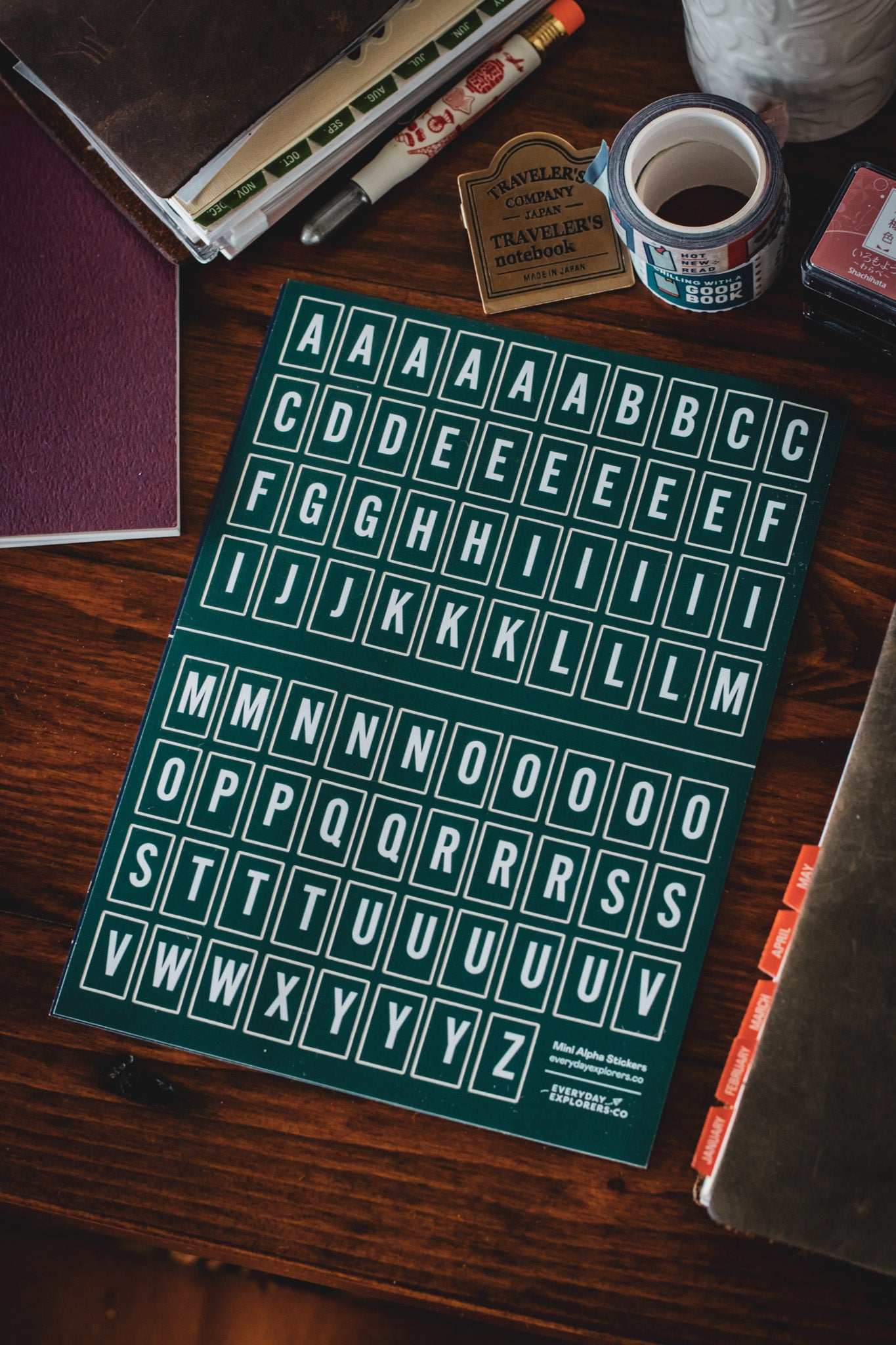 6x8 Alphabet Sticker Sheet - Dark Green
