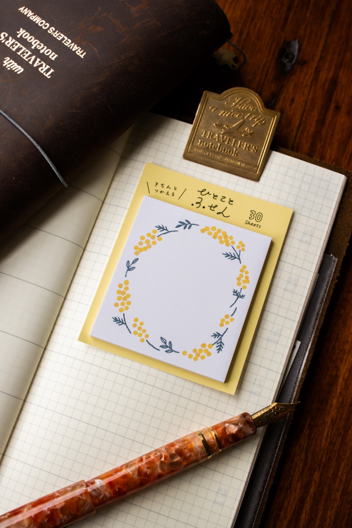 Japanese Sticky Notes - Yellow Flowers