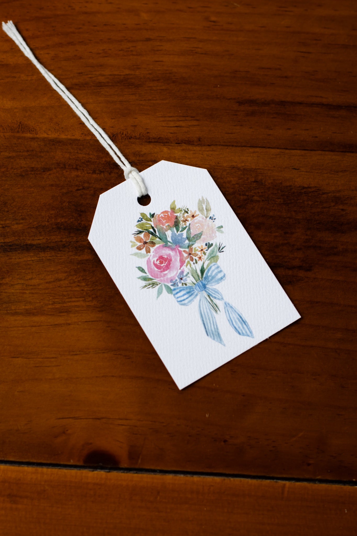 Blue Ribbon Bouquet Gift Tag