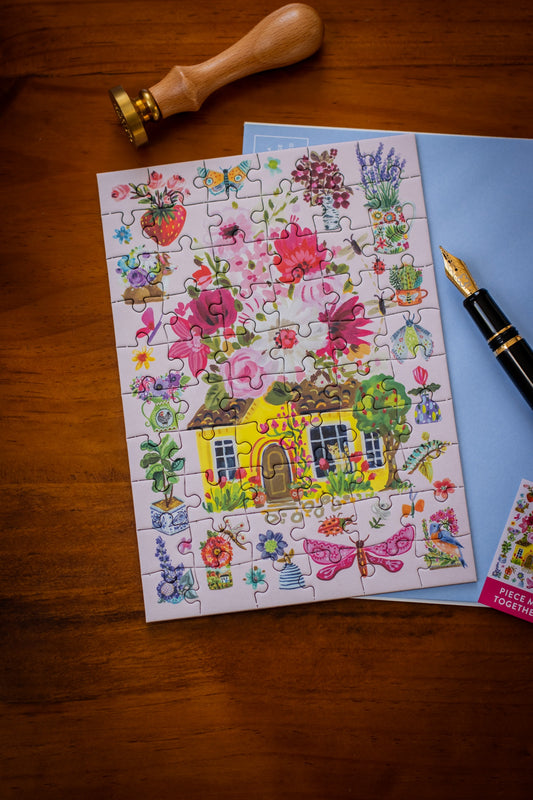Puzzle Greeting Card: Buzzy Bouquets