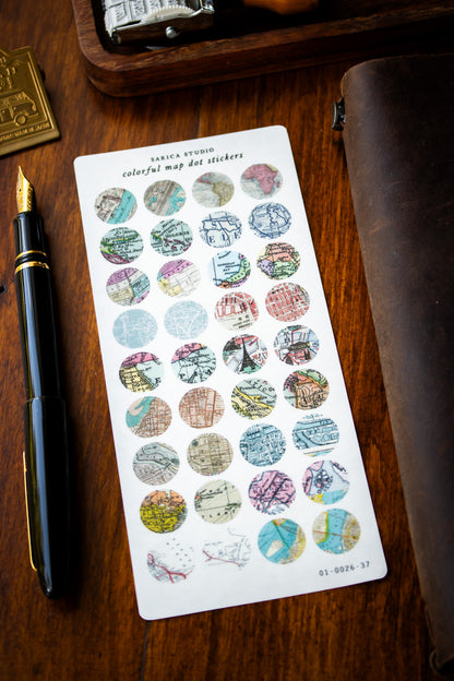 Colourful Map Dot Stickers