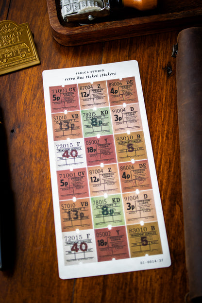 Retro Bus Ticket Stickers