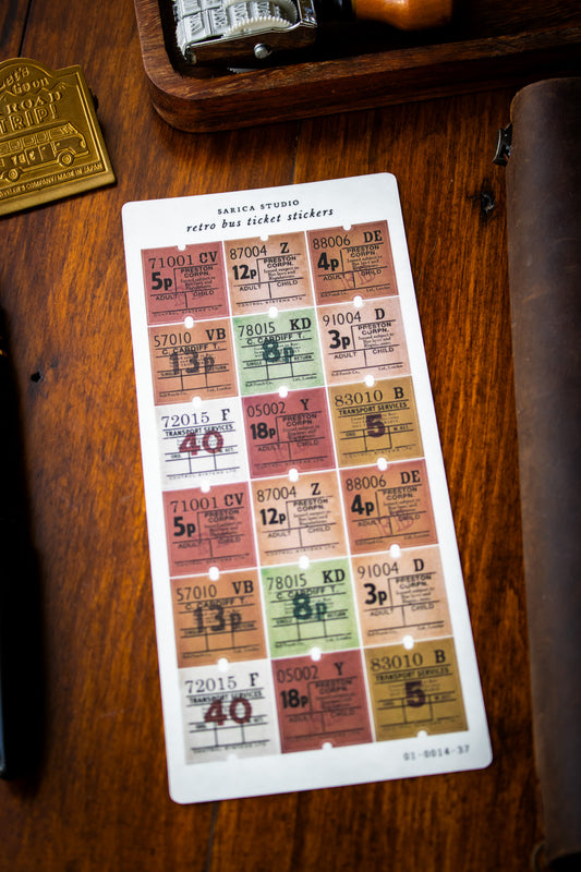 Retro Bus Ticket Stickers