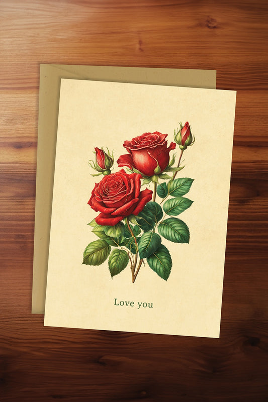 Love You Vintage Rose Card