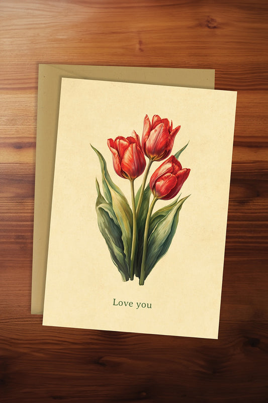 Love You Red Rose Card