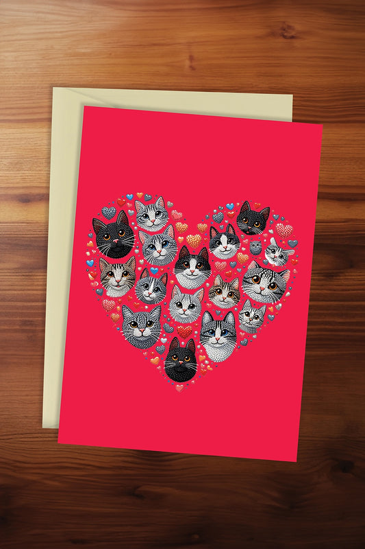 Love Cats - Black & White Card