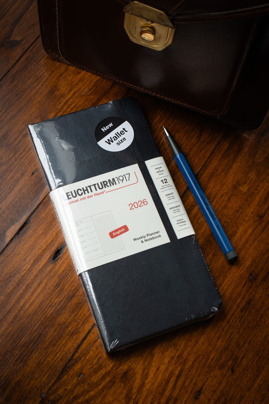 2026 Weekly Planner + Notebook - Wallet Black