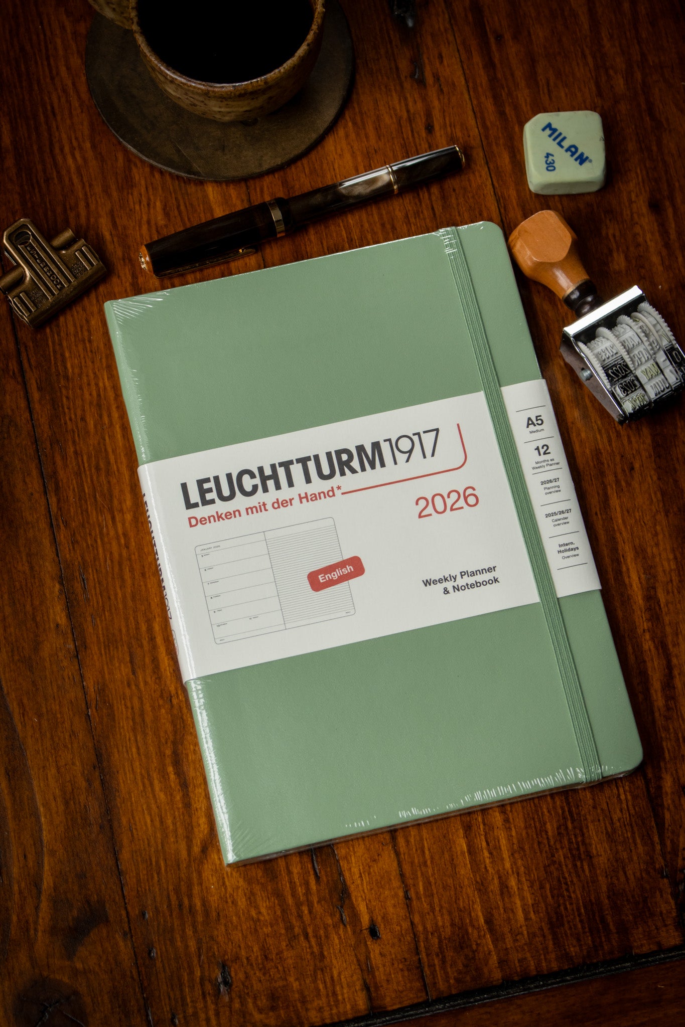 2026 Weekly + Notebook - A5 Hardcover Sage