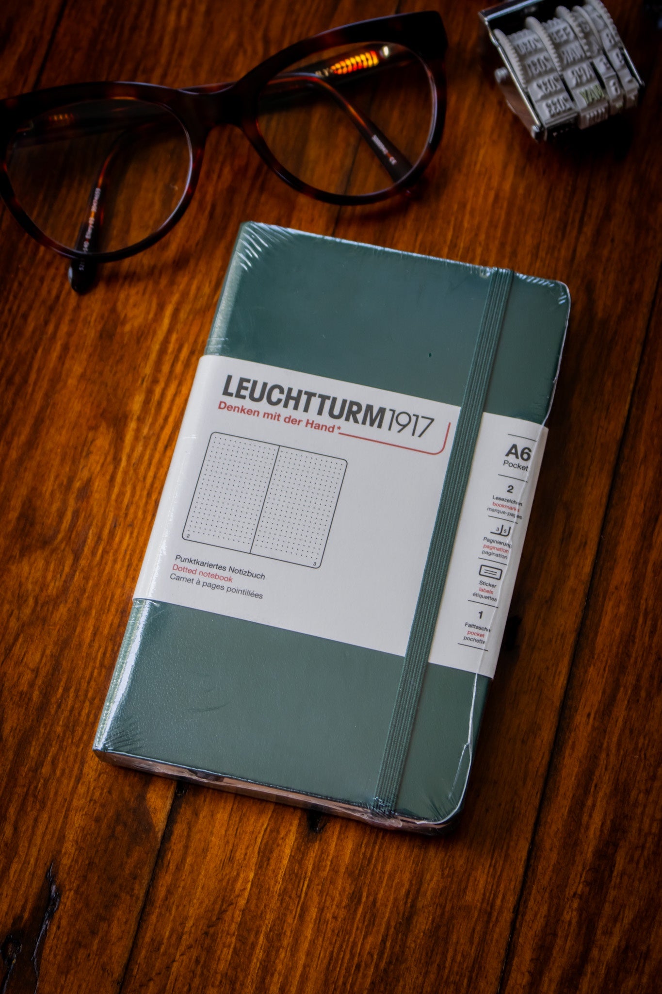 A6 Pocket - Forest Green Dotted