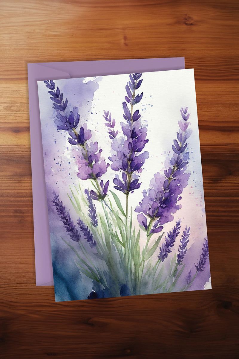 Watercolour Lavender Card