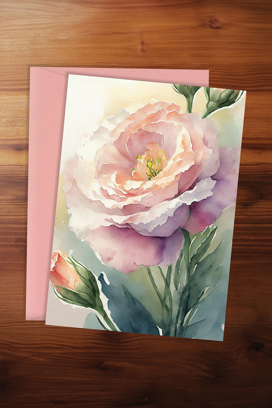 Watercolour Lisianthus Card