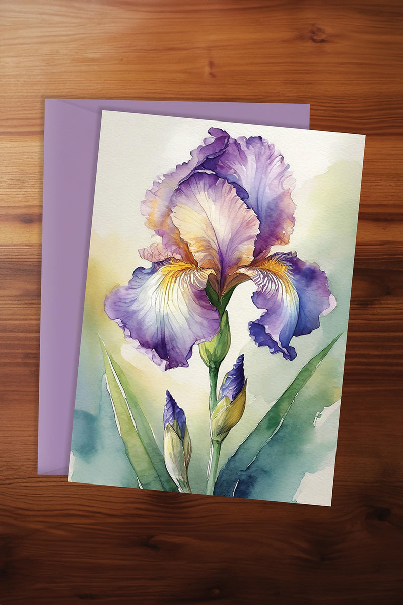 Watercolour Iris Card