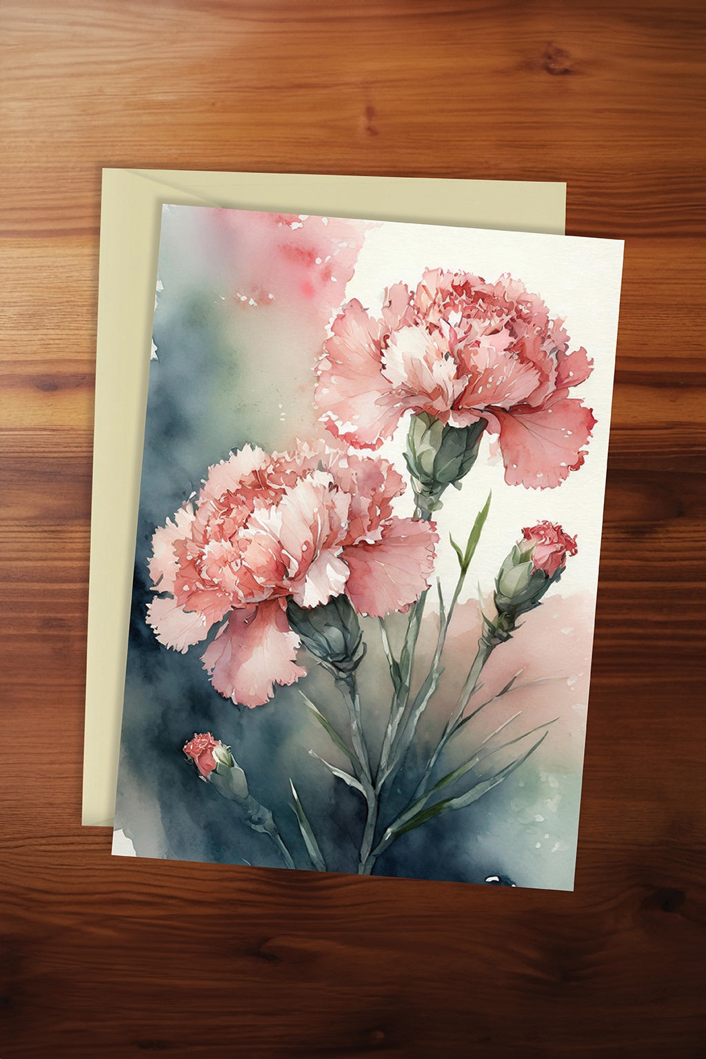 Watercolour Carnation Card