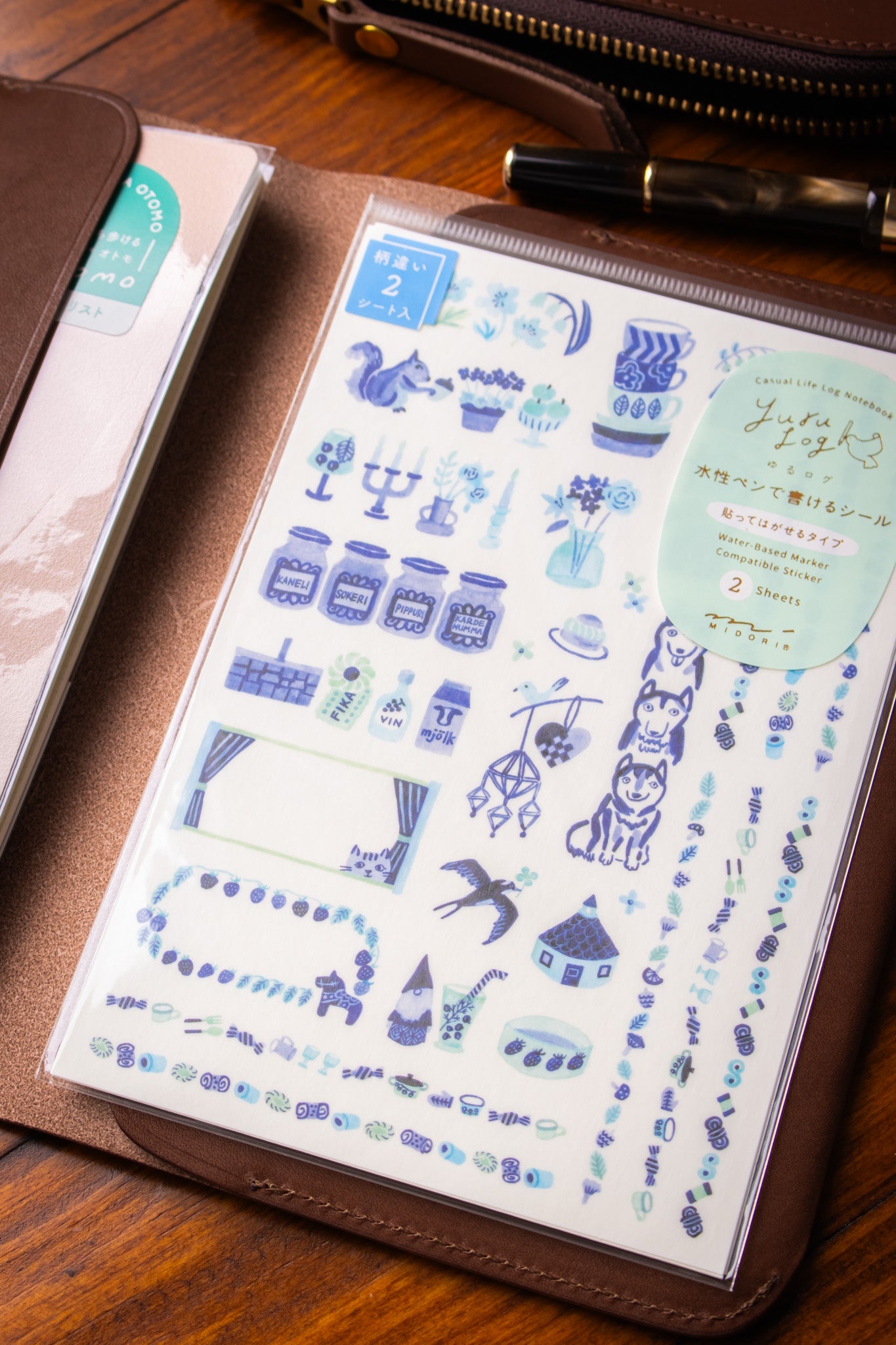 Yuru Log Sticker Sheet - Nordic Blue